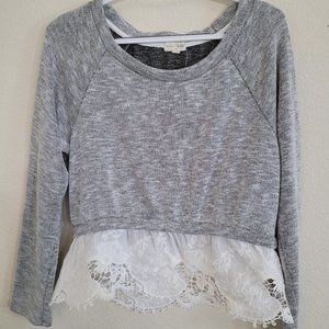 Lace Bottom Long Sleeve Sweater